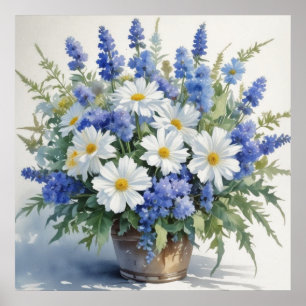 Bunch of Flowers Elegant Watercolor Poster