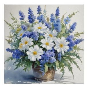 Bunch of Flowers Elegant Watercolor Poster