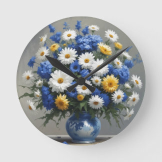 Bunch of Flowers Elegant Watercolor Round Clock