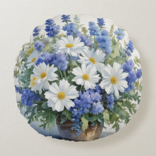 Bunch of Flowers Elegant Watercolor Round Cushion