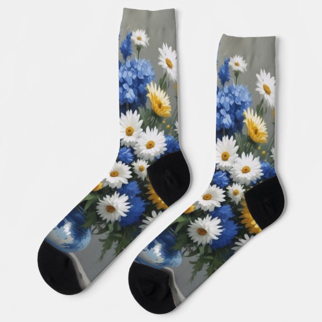 Bunch of Flowers Elegant Watercolor Socks (Left)