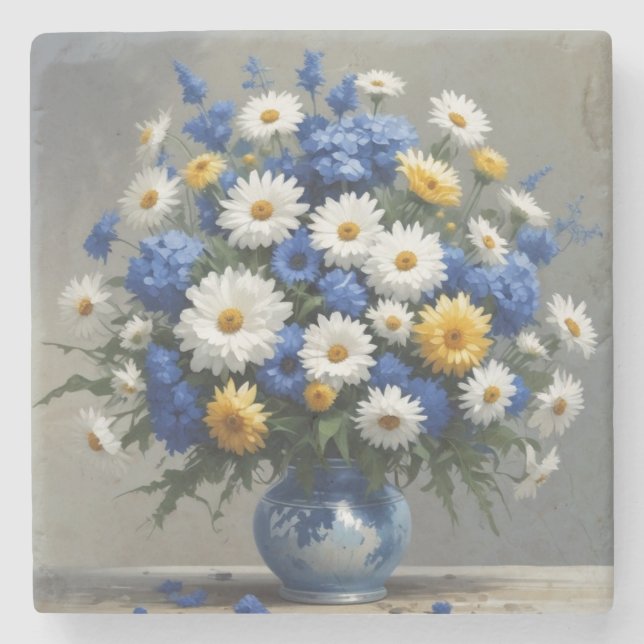 Bunch of Flowers Elegant Watercolor Stone Coaster (Front)