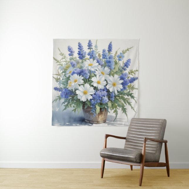 Bunch of Flowers Elegant Watercolor Tapestry (In Situ)