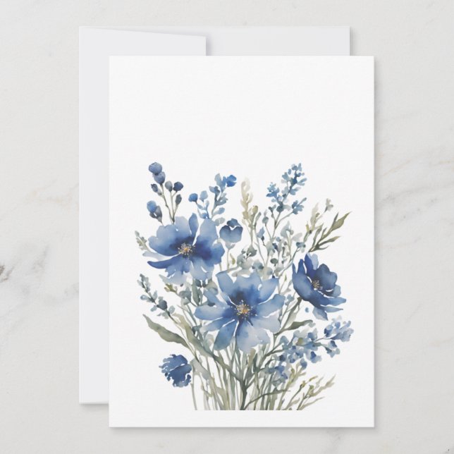 Bunch of Flowers Elegant Watercolor Thank You Card (Front)