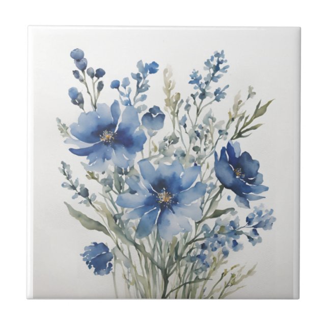Bunch of Flowers Elegant Watercolor Tile (Front)