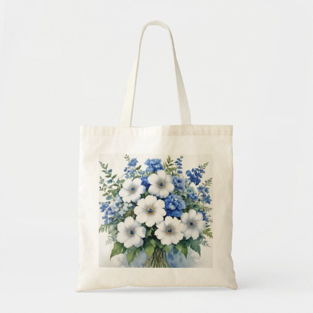 Bunch of Flowers Elegant Watercolor Tote Bag (Front)