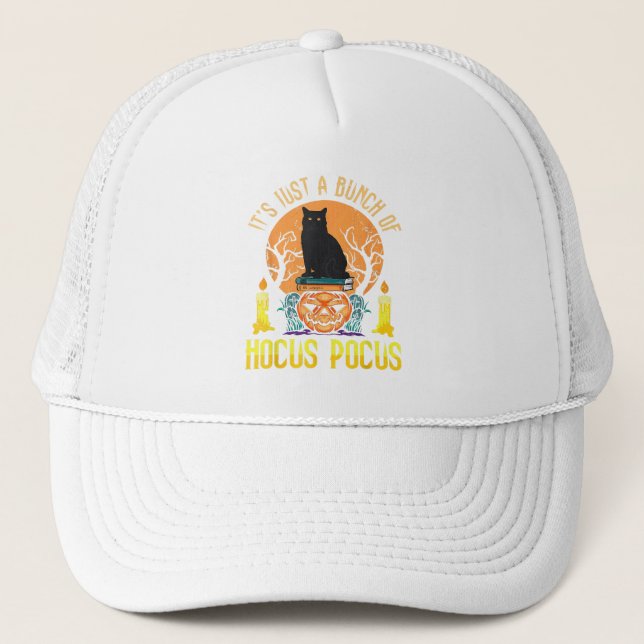 Bunch of Hocus Pocus Black Cat Trucker Hat (Front)