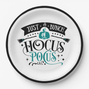 Bunch of Hocus Pocus Halloween Typography  TEAL Paper Plate