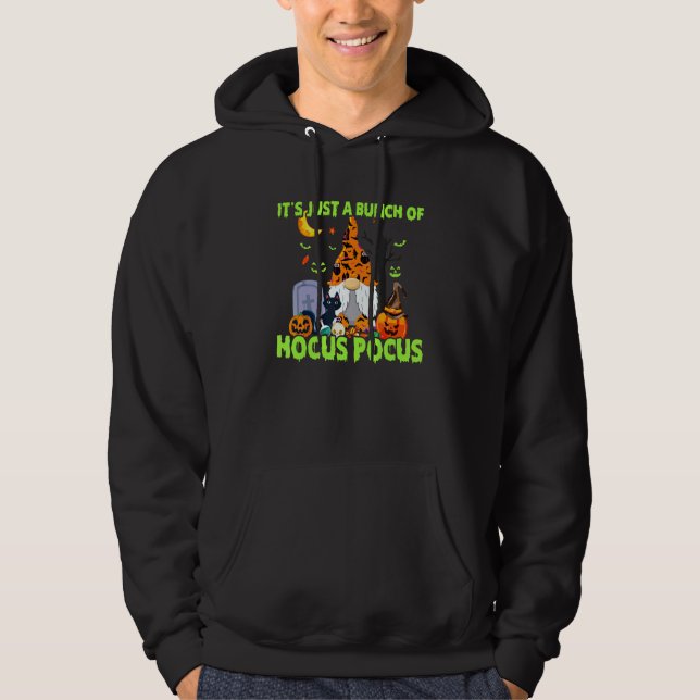 Bunch Of Hocus Pocus Pumpkin Gnome Bats Scary Cat Hoodie (Front)