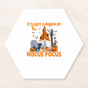Bunch of Hocus Pocus Pumpkin Gnome Bats Scary Cat Paper Coaster