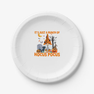 Bunch of Hocus Pocus Pumpkin Gnome Bats Scary Cat  Paper Plate