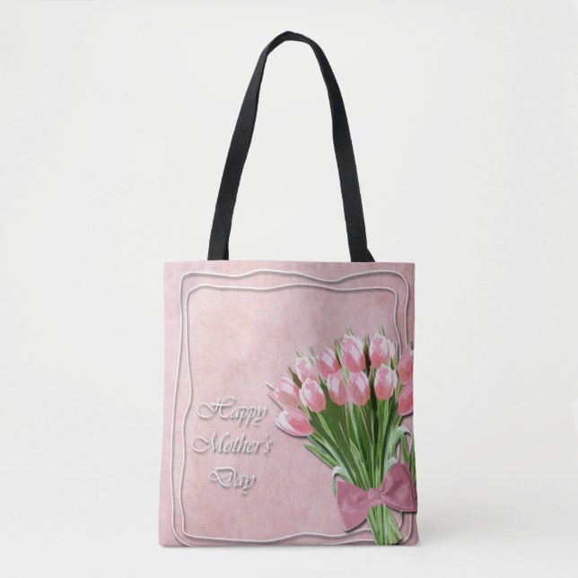Bunch of Pink Tulips mother's Day Tote Bag (Front)