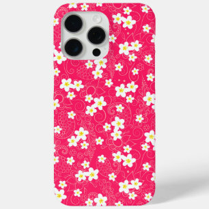 bunch of plumeria flowers on pink background iPhone 15 pro max case
