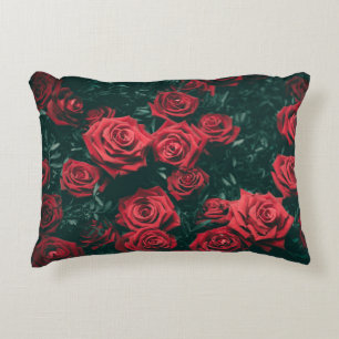 Bunch of red roses decorative cushion