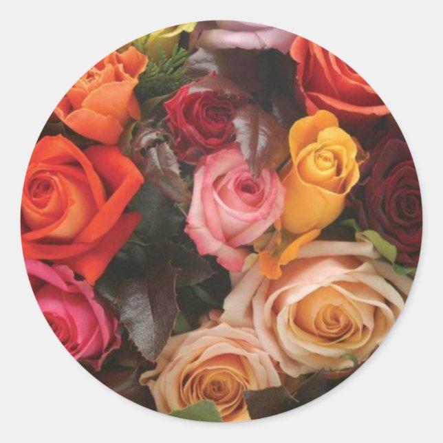 Bunch Of Roses Classic Round Sticker (Front)
