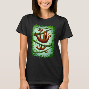 Bunch Of Sloths Chilling Out Stylised Design T-Shirt