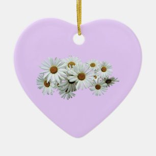 Bunch of White Daisies Ceramic Tree Decoration