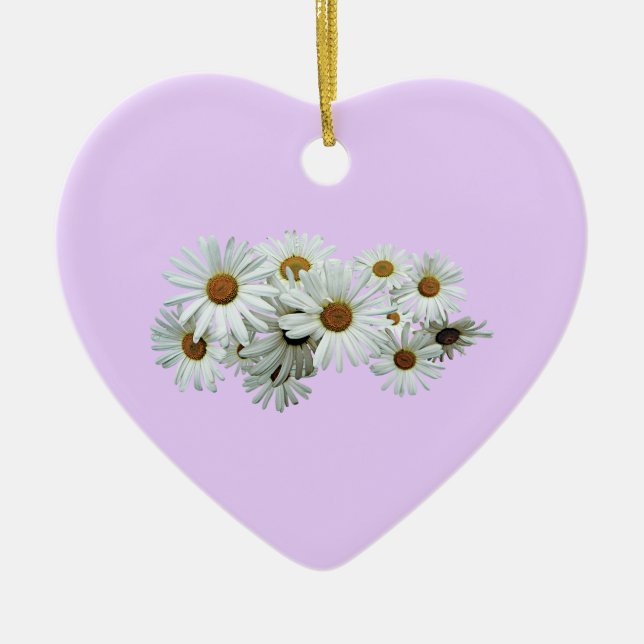 Bunch of White Daisies Ceramic Tree Decoration (Front)