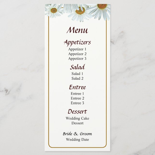 Bunch of White Daisies Menu... Menu (Front)