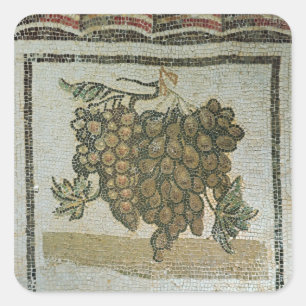 Bunch of white grapes, Roman mosaic Square Sticker
