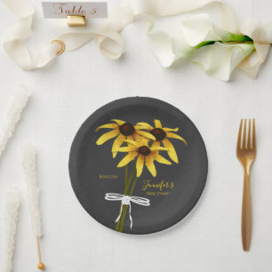 bunch of wildflowers Black Eyed Susan baby shower Paper Plate