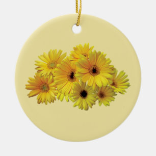 Bunch Of Yellow Daisies Ceramic Tree Decoration