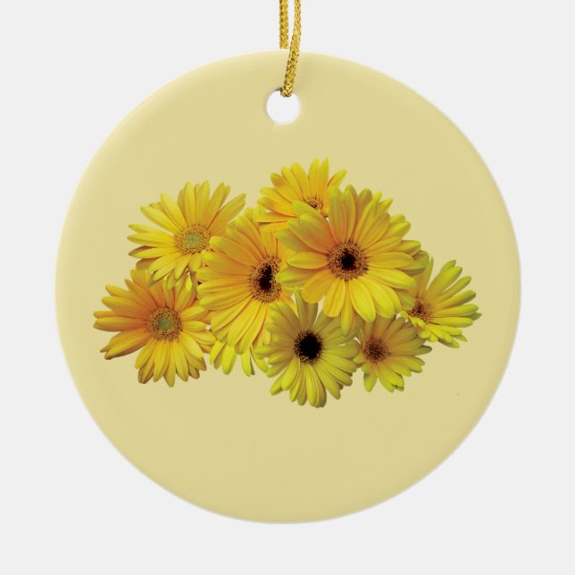 Bunch Of Yellow Daisies Ceramic Tree Decoration (Front)