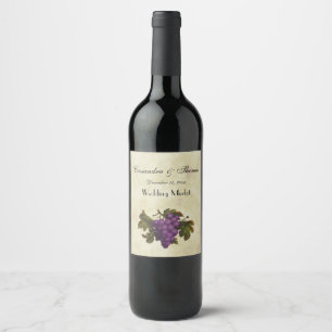 Bunch Purple Grapes Distressed Tea Stained #2 BG Wine Label