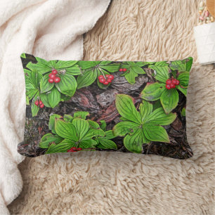 Bunchberry With Berries Lumbar Cushion