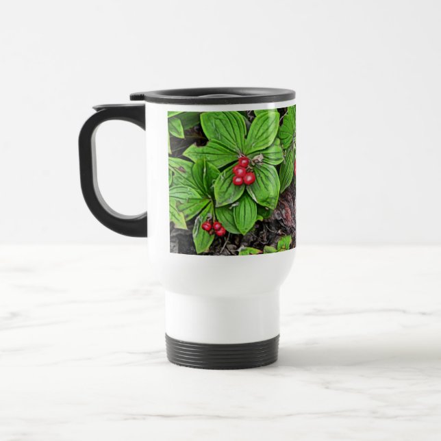 Bunchberry With Berries Travel Mug (Left)