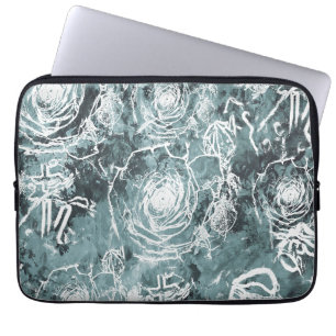 Bunched Roses/Dark Teal Laptop Sleeve