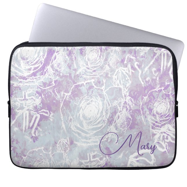 Bunched Roses/Lavender Grey Laptop Sleeve (Front)