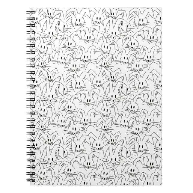 Bunches of Bunnies on white - seamless pattern.  Notebook (Front)