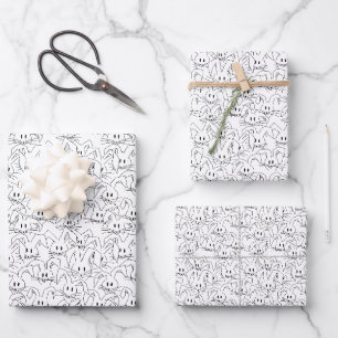 Bunches of Bunnies on white - seamless pattern. Wrapping Paper Sheet