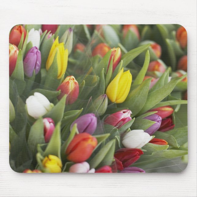 Bunches of colourful tulips mouse mat (Front)