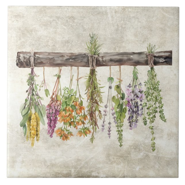 Bunches of Dried Rustic Wildflowers  Tile (Front)