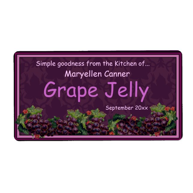Bunches of Grapes for Jam or Jelly Jars (Front)