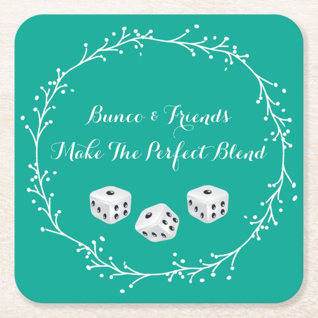 Bunco and Friends Bunco Party Beverage Coaster (Front)