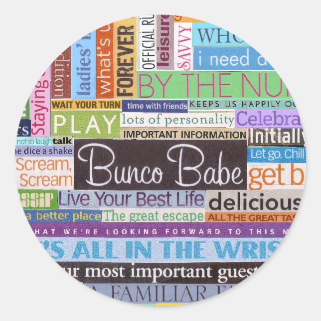 Bunco Babe Classic Round Sticker (Front)