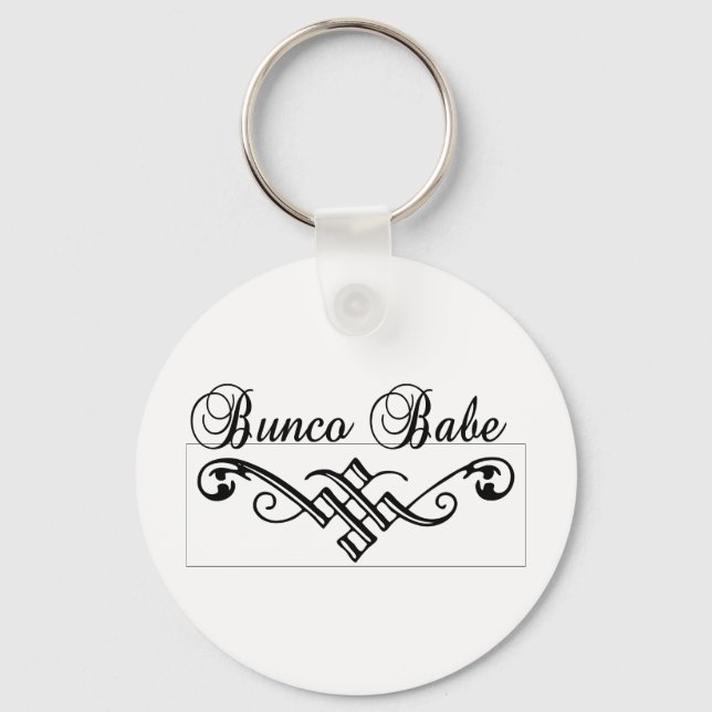 bunco babe with black lettering key ring (Front)