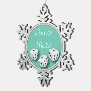 Bunco Babe With Dice Christmas Snowflake Snowflake Pewter Christmas Ornament