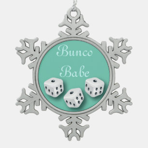 Bunco Babe With Dice Christmas Snowflake Snowflake Pewter Christmas Ornament