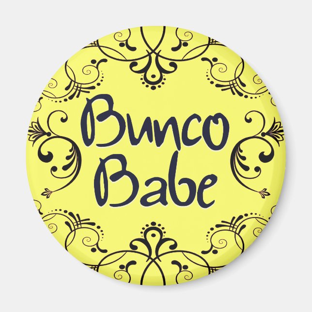Bunco Babe with Swirls Button Magnet (Front)