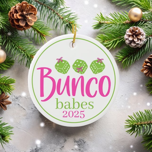Bunco Babes Christmas Preppy Coquette Custom Gift Ceramic Tree Decoration (Creator Uploaded)