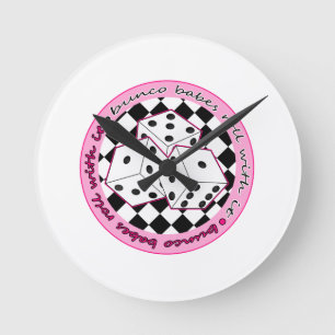 Bunco Babes Roll With It - Pink Round Clock