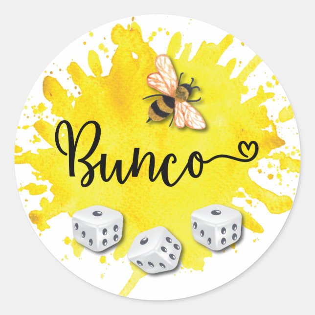 Bunco Bee Dice Classic Round Sticker (Front)