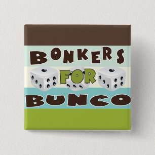 bunco bonkers 15 cm square badge