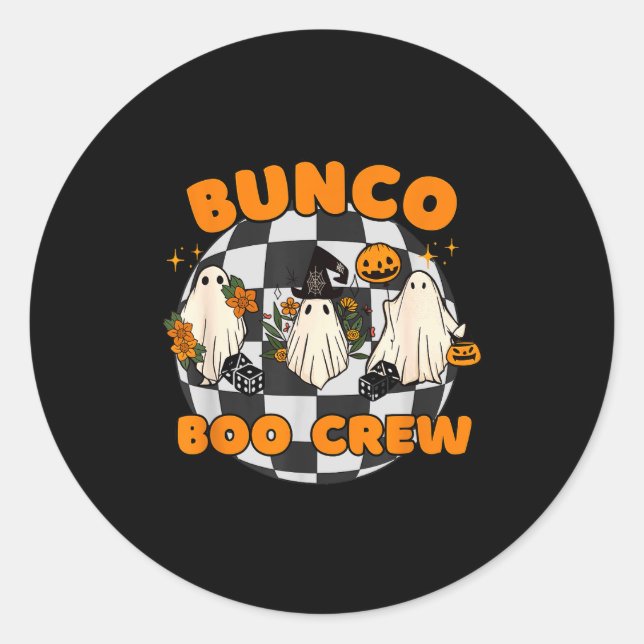 Bunco Boo Crew Bunco Halloween Dice  Classic Round Sticker (Front)