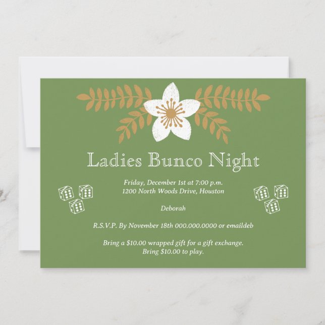 Bunco Bunko December Holiday Party Invitation (Front)