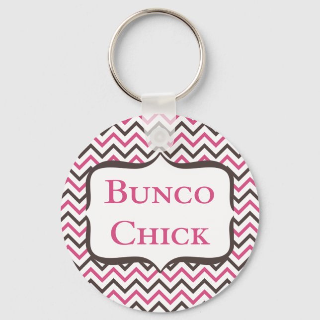 Bunco Chick With Chevron Design Key Ring (Front)